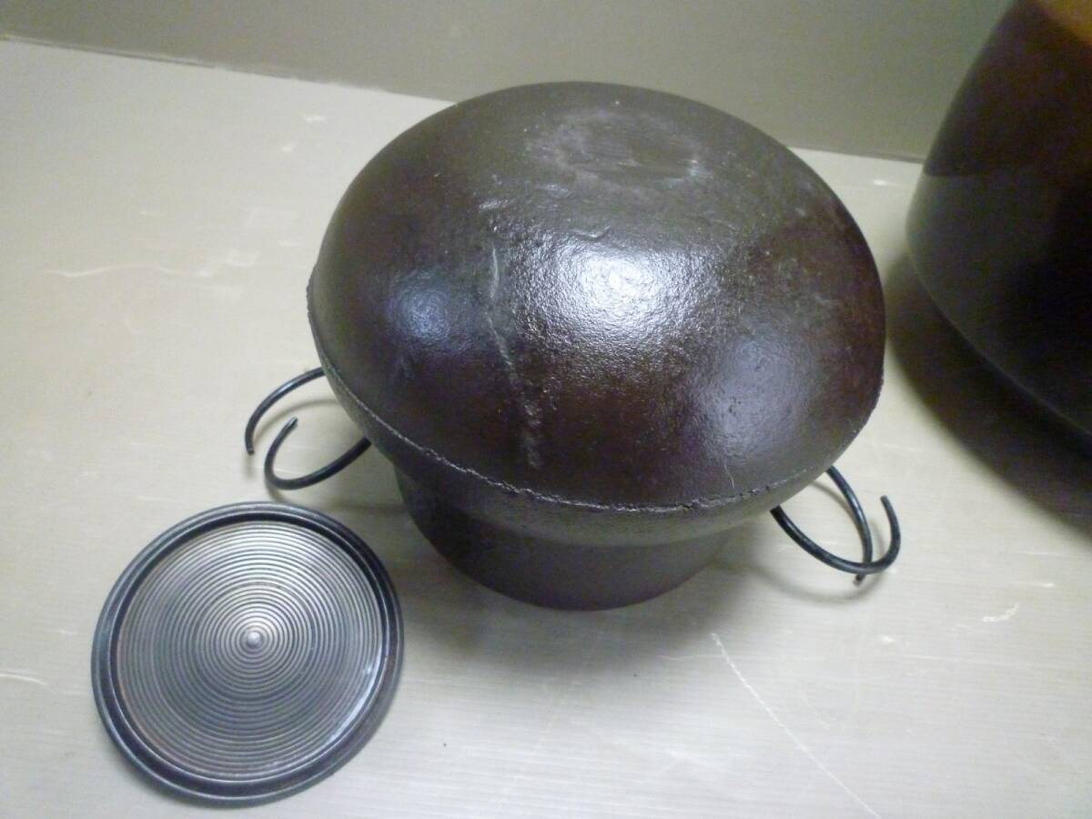 《金正堂》　唐銅面取り風炉瓢箪型湯釜五徳　茶道具