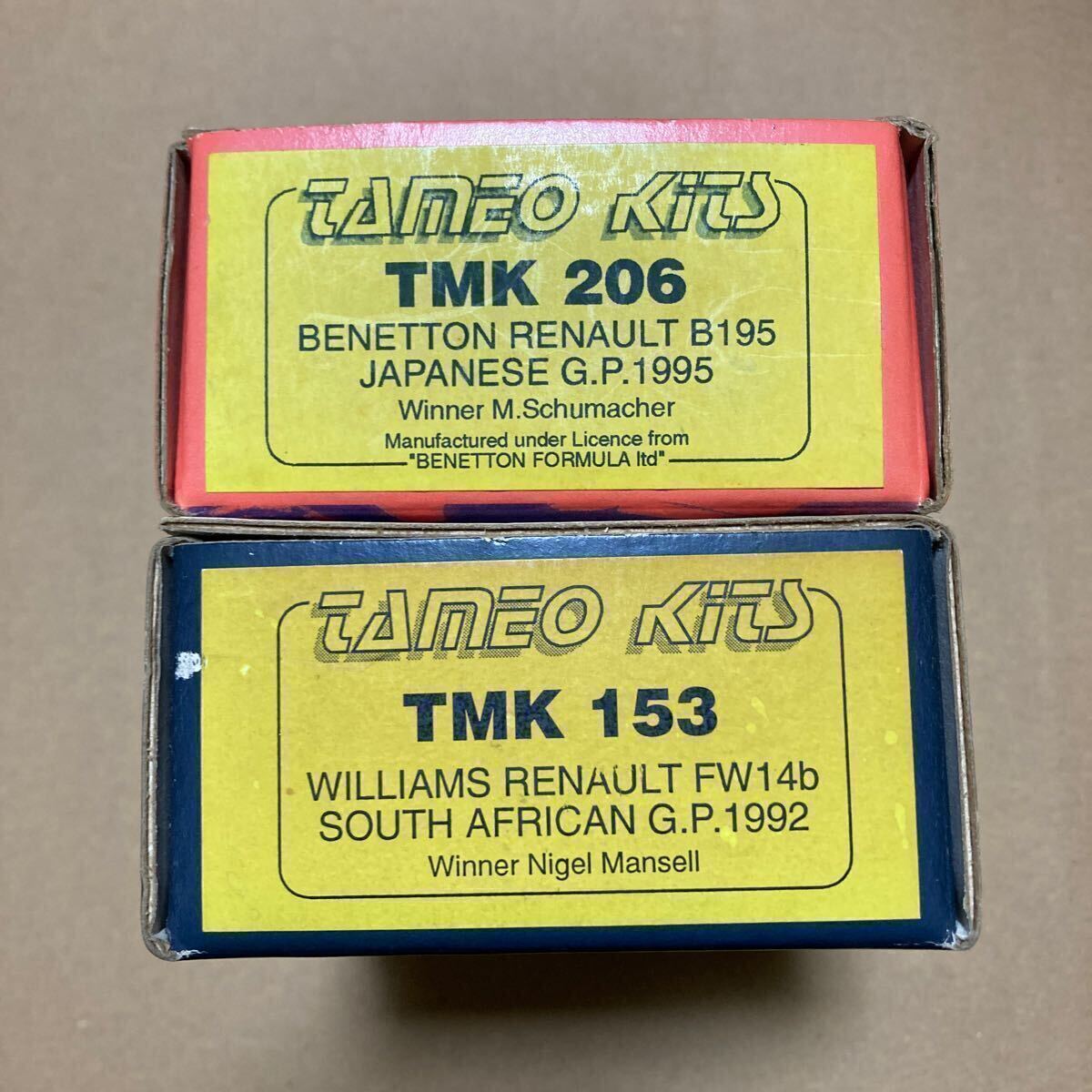 TAMEO TMK206 ベネトンルノーＢ195(日本GP) TMK153ウィリアムズルノーFW14B(南アフリカGP) 以上2台セット 末組立品の画像1