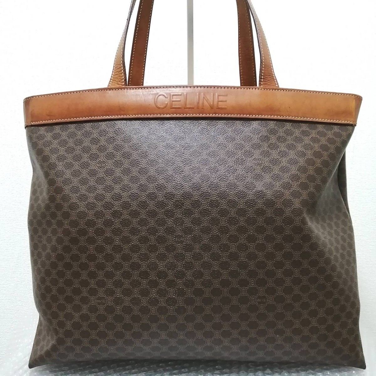 CELINE セリーヌ PVC レザー トートバッグ 大容量 マカダム柄 総 CELINE セリーヌ PVC レザー トートバッグ 大容量 マカダム柄 総