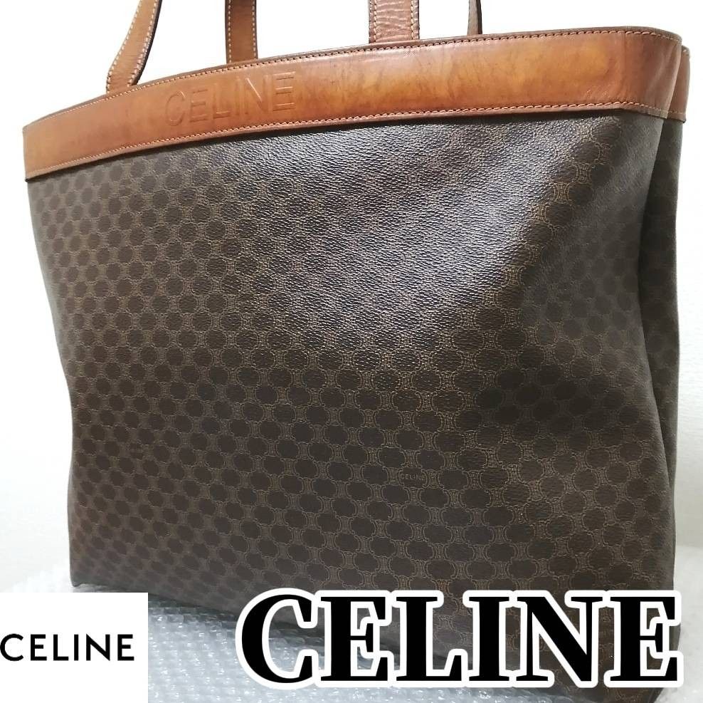 【期間限定SALE価格】CELINE　セリーヌ　PVC　レザー　 トートバッグ　 大容量　マカダム柄　総柄　革　