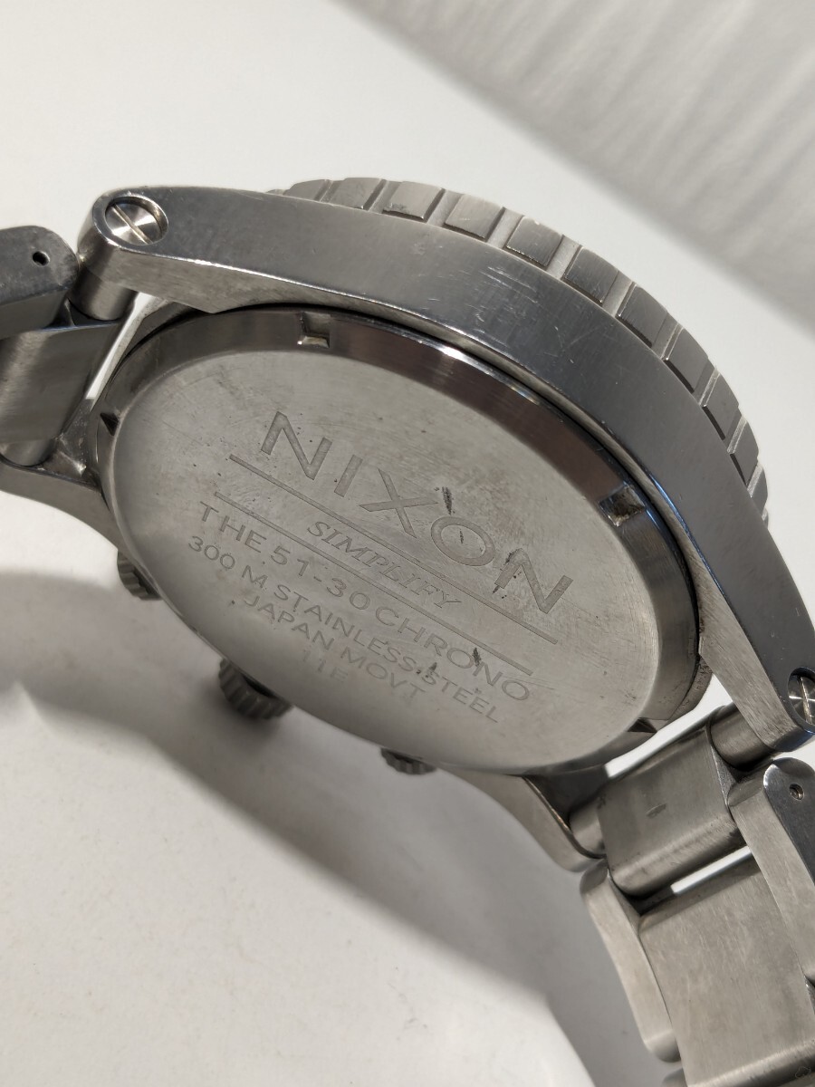 【F467】 NIXON ニクソン SIMPLIFY シンプリファイ THE51-30 QZ SS CHRONO クロノグラフ デイト ブラックダイアル メンズ 腕時計の画像6