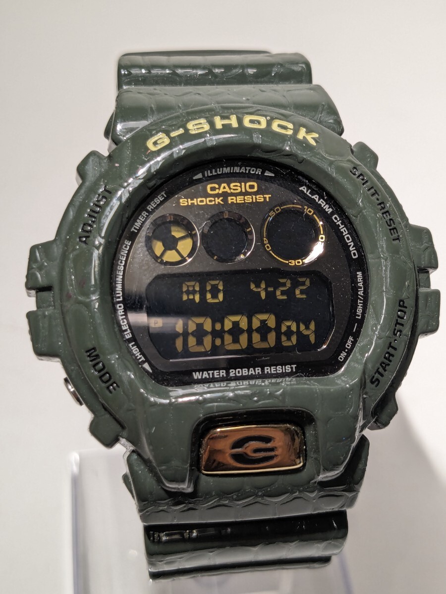 【F483】【稼働品】 CASIO カシオ G-SHOCK ジーショック DW-6900CR The Reptiles ザ・レプタイルズ グリーン系 クロコダイルグリーンの画像1