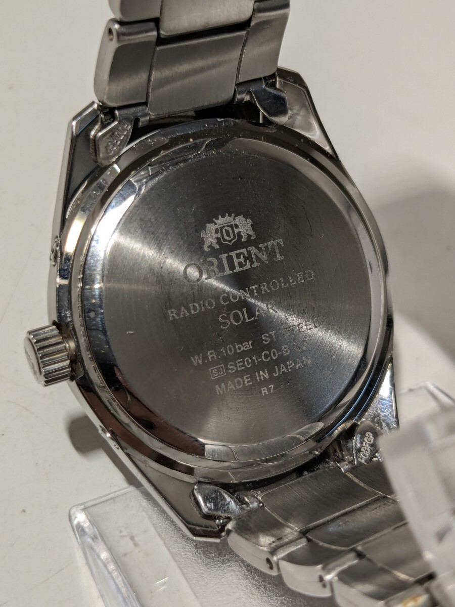 【F771】【稼働品】 ORIENT オリエント SE01-C0-B カットガラス 電波ソーラー メンズ 腕時計_画像7