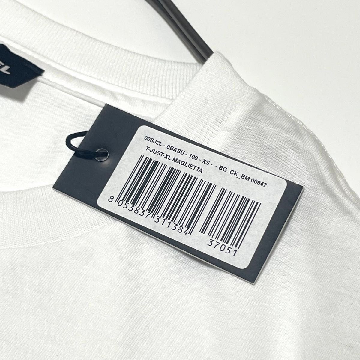 新品未使用 XSサイズ ディーゼル DIESEL Tシャツ 半袖 Uネック グラフィック プリント メンズ 白 ホワイト