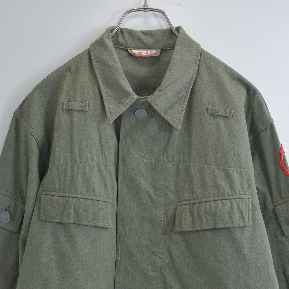 Vintage 東ドイツ軍 フィールドジャケットミリタリーシャツ チェンジボタン ヴィンテージ ユーティリティーシャツ ヨーロッパの画像1