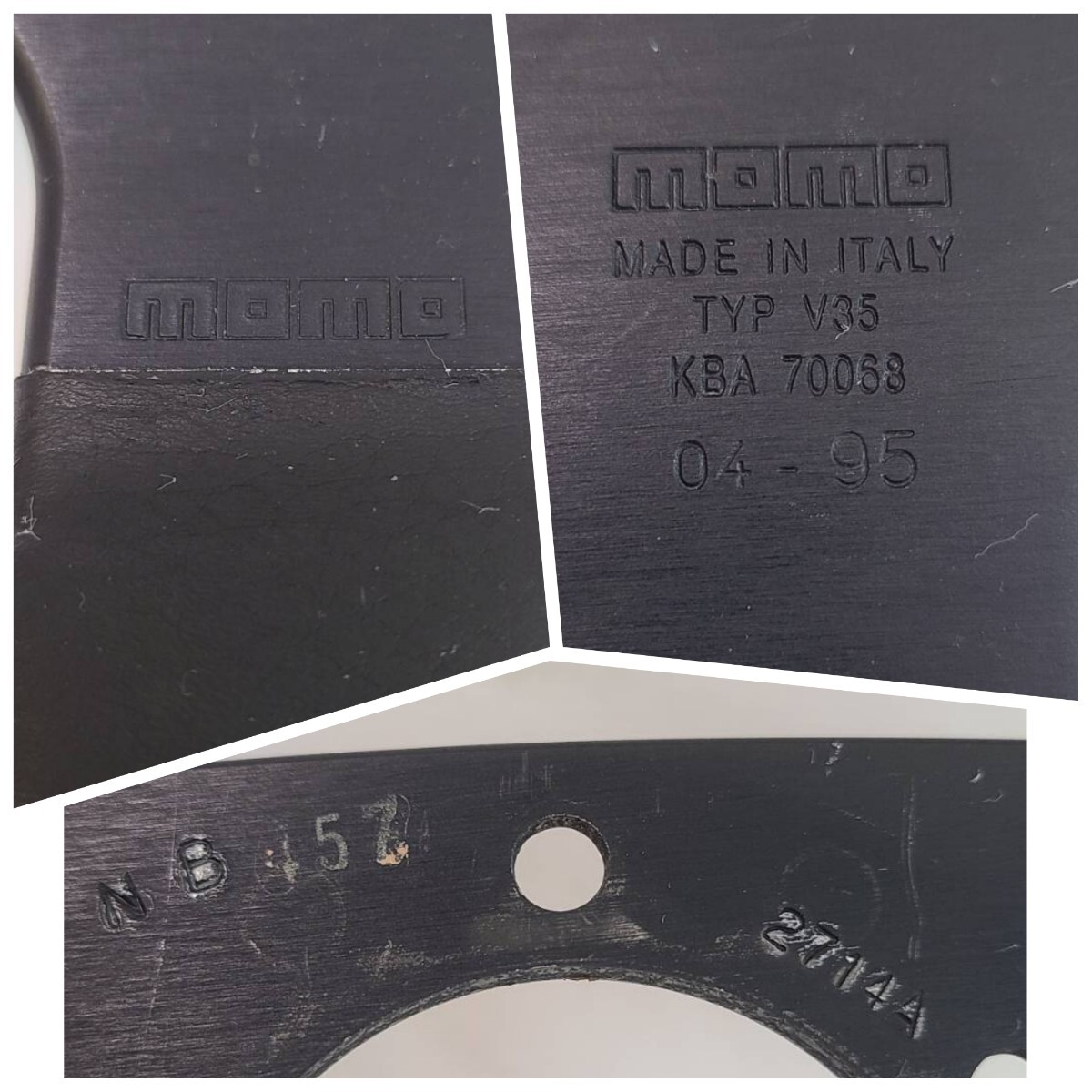  that time thing!! rare size!! old car and so on MOMO Momo veloce ve low che TYP V35 KBA70068 34mm 34 pie leather steering gear red stitch 