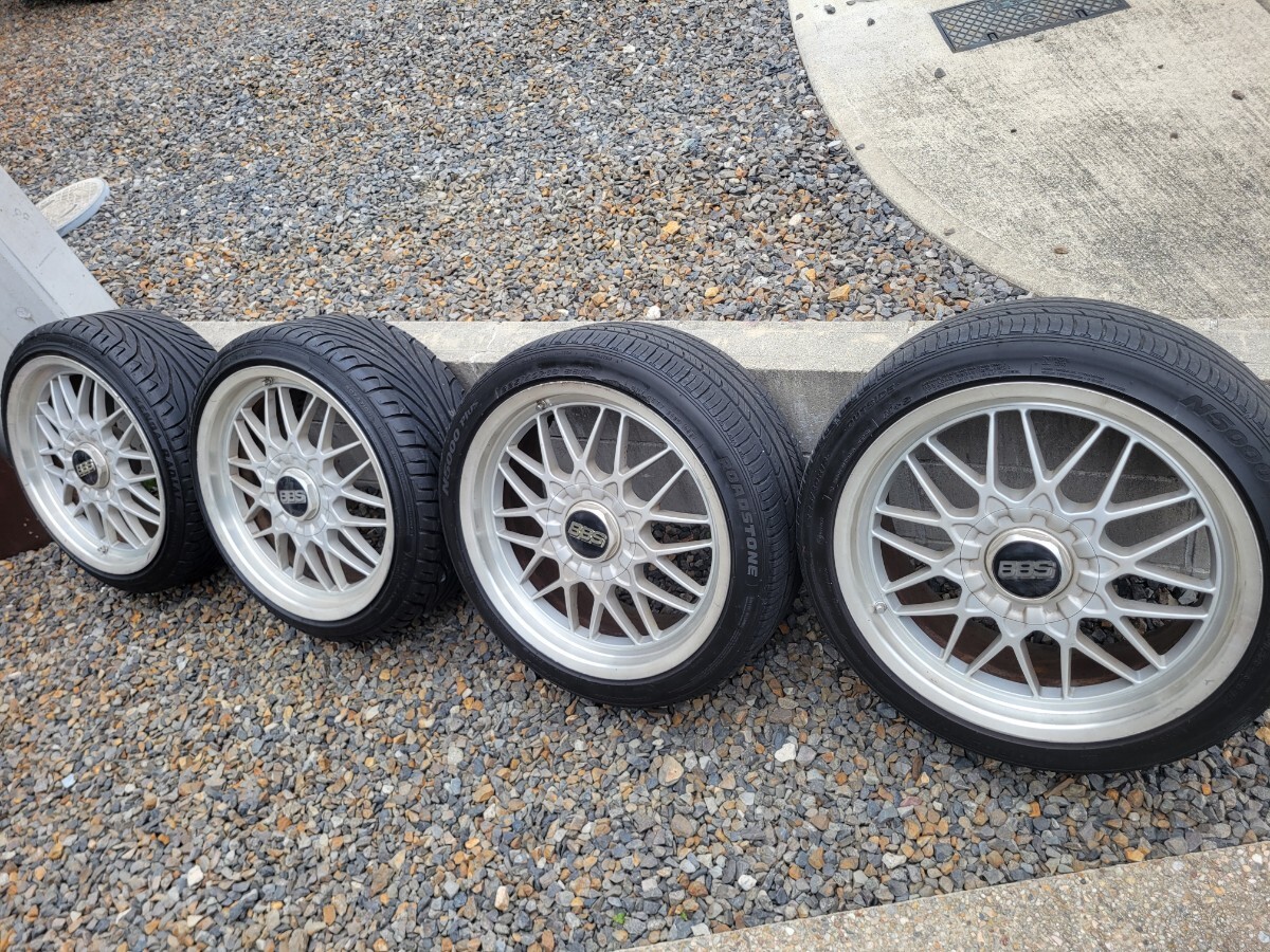 BBS RG RG114/RG115 F:8J+40 R:9J+42 114.3 5H タイヤオマケ付き 4本セット 要補修 5000円スタート 売り切り