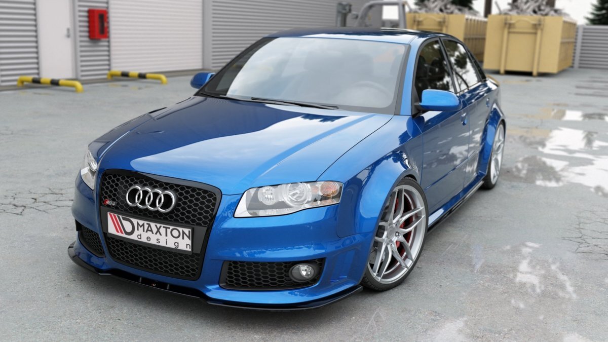 アウディ RS4 B7 セダン '06～'08 社外 ABS製 フロントリップ スポイラー/スプリッター/スカート グロスブラック エアロパーツ 未使用 V.2_画像2