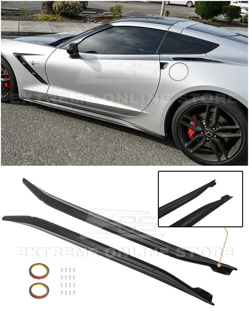 シボレー コルベット C7 Z51/Z06 '14～'19 社外 ABS製 サイドスカート/ステップ ディフューザー エアロパーツ カスタム 未使用 未塗装 V.2_画像1