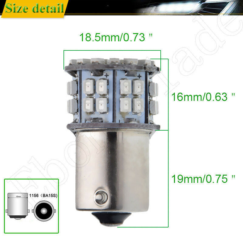 即納可能 送料無料 BA15S/S25シングル ピン角度 180° SMD 50連LED 6000K 300ルーメン/lm 12V 赤/レッド 2個 バックランプ/ライト 未使用品_画像4