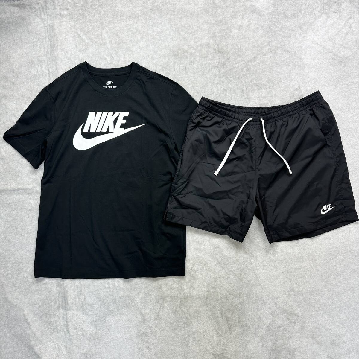 新品未使用 NIKE 2XLサイズ ナイキ セットアップ Tシャツ ハーフパンツ カットソー 人気ロゴ 定番 ショーツ ブラック 黒 水陸両用 正規品