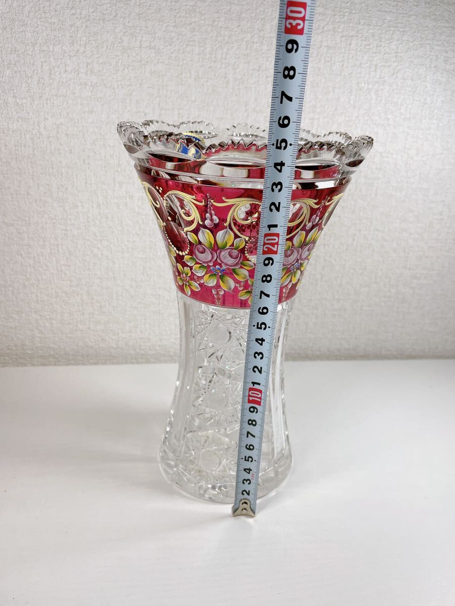 610 BOHEMIA ボヘミア 花瓶 チェコスロバキア クリスタルガラス フラワーベース の画像7