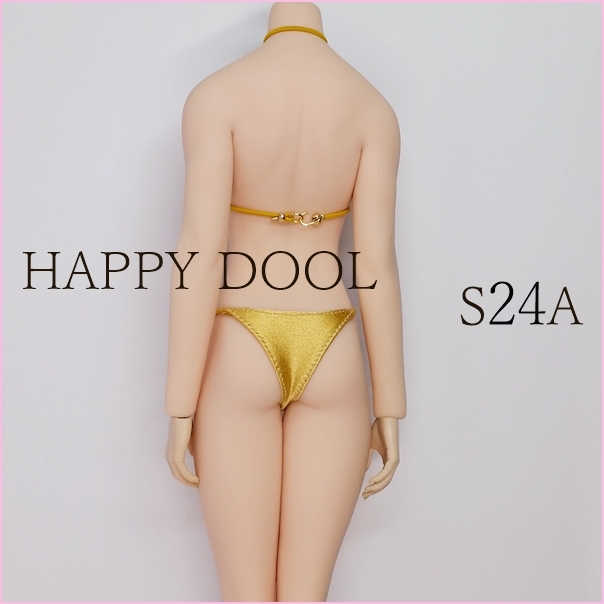 TBLeague 【Happy Doll】S24A ゴールド サテン クロスビキニ セット 1/6 Phicen ファイセンの画像3