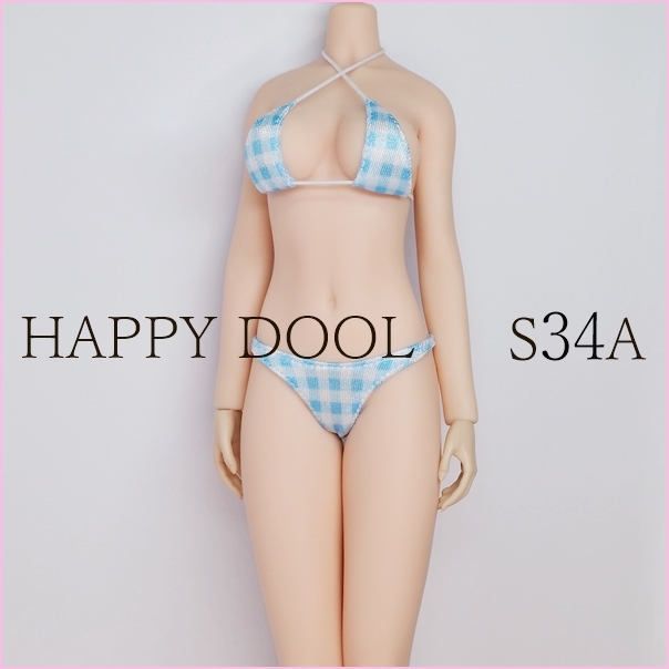 TBLeague [Happy Doll]S34A бледно-голубой в клетку Cross бикини комплект 1/6 Phicenfa Ise n