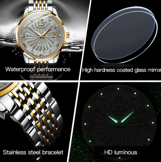 Olevs 男性 メンズ 高級ブランド 時計 腕時計 機械式 ビジネス カジュアル ステンレス鋼 防水_画像2