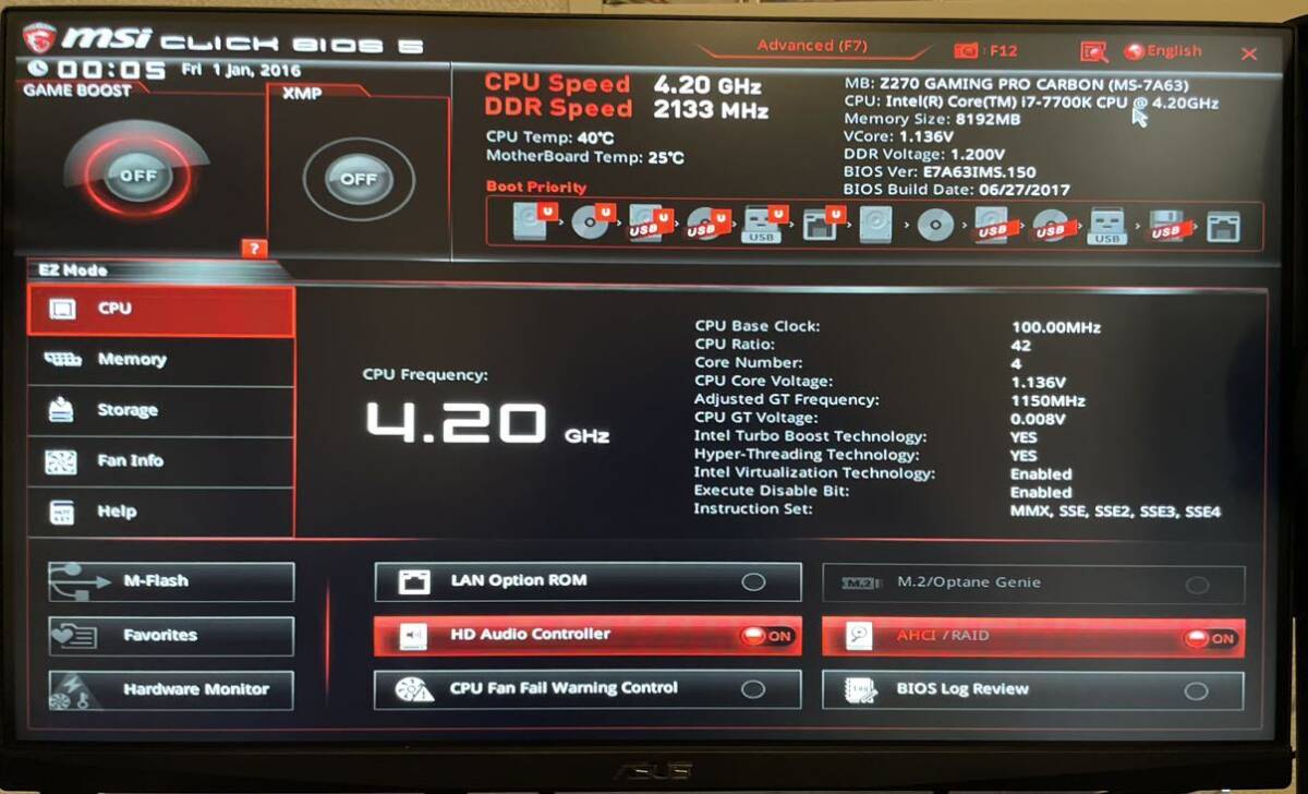CPU Intel Core i7 7700K 4.2GHz 4コア8スレッド KabyLake _画像4