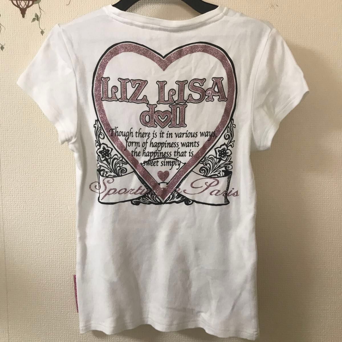 LIZLISA  半袖Tシャツ 半袖 ピンクロゴ ラメロゴ