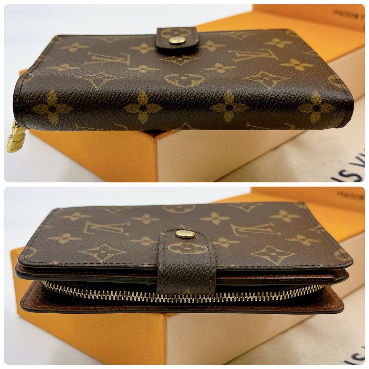 2695【未使用に近い】LOUIS VUITTON ルイヴィトン モノグラム ポルトパピエジップ 二つ折り財布 ラウンドファスナー M61207/SP0031の画像6