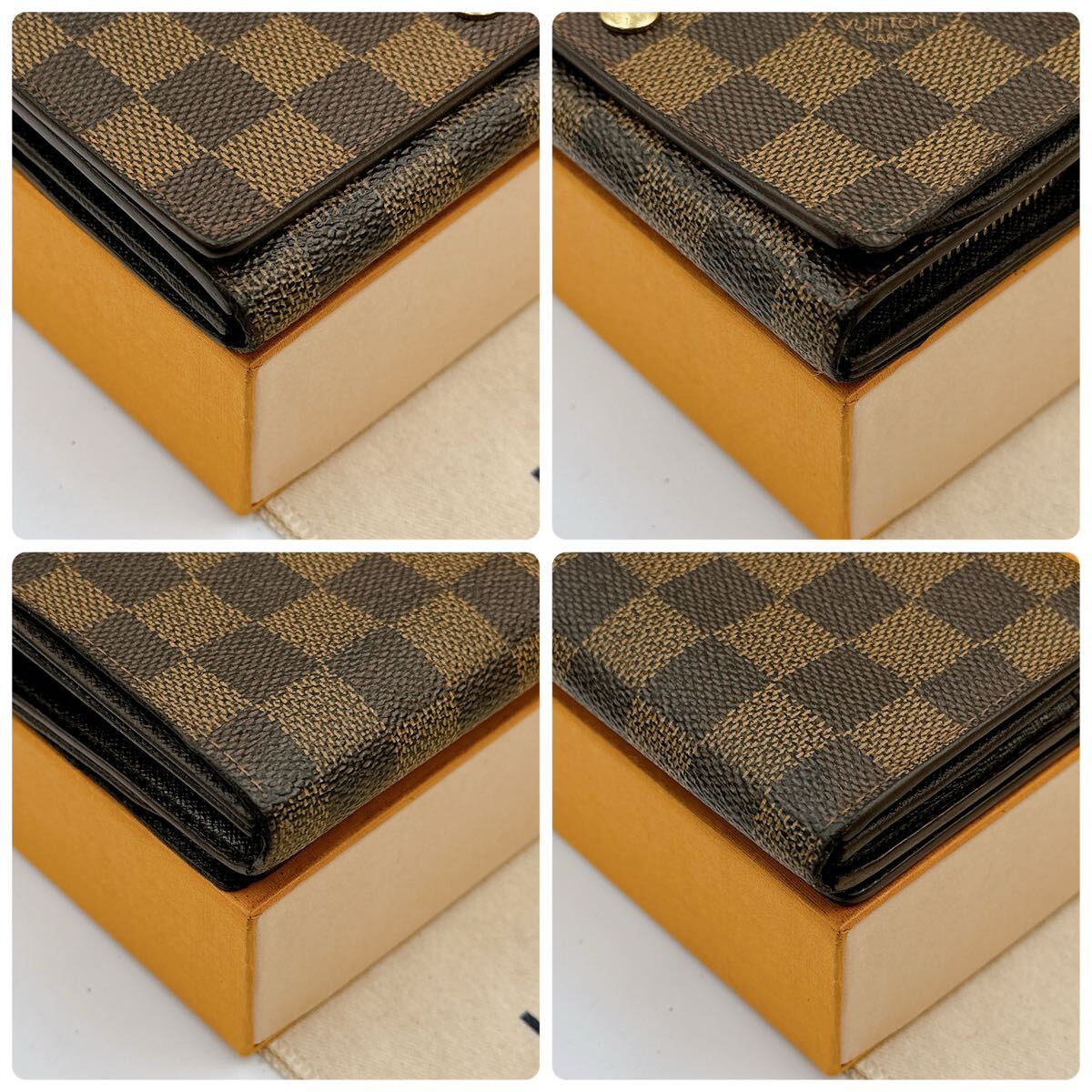 2739【美品】LOUIS VUITTON ルイヴィトン ダミエ ポルトモネ ビエ トレゾール L字ファスナー 二つ折り財布 ウォレット N61730/CA1918_画像9