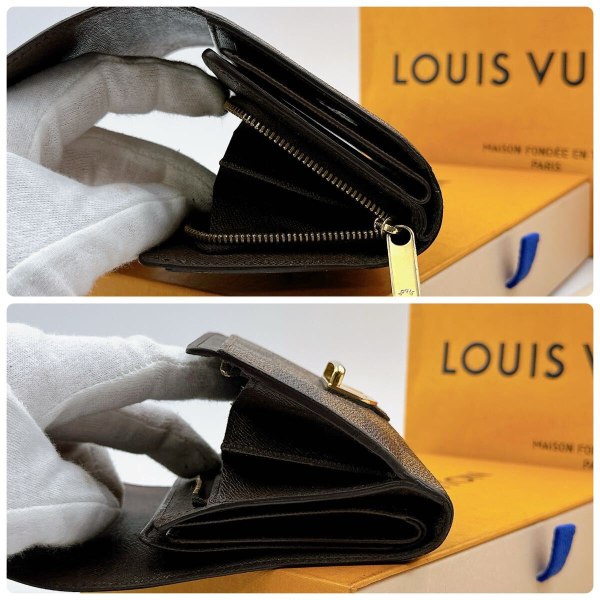 2747【極美品】LOUIS VUITTON ルイヴィトン ダミエ ポルトフォイユ ジョイ 三つ折り財布 ウォレット N60034/TN1121の画像8