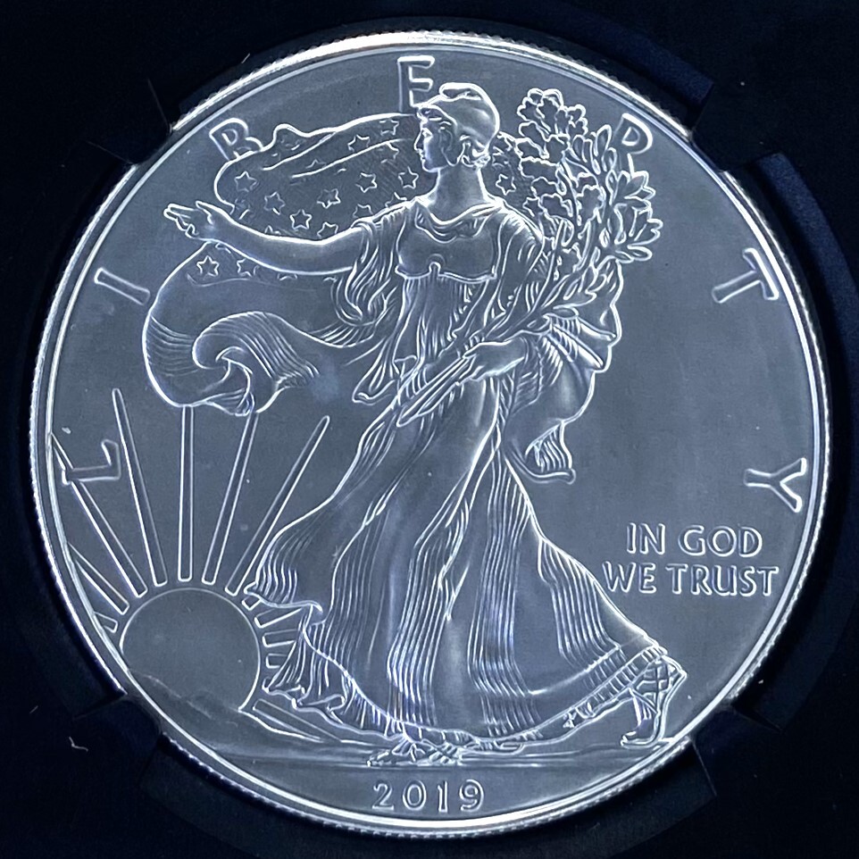 【最高鑑定】 2019年(W) シルバーイーグル Eagle 1ドル アメリカ 銀貨 NGC MS70 ファーストデイオブイシュー ウェストポイント造幣局_画像1
