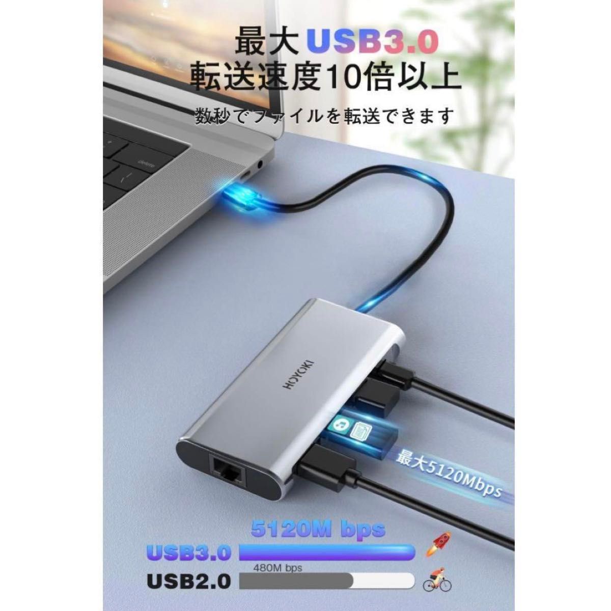 USB C ハブ 9-in-1 HOYOKIドッキングステーション USBハブ