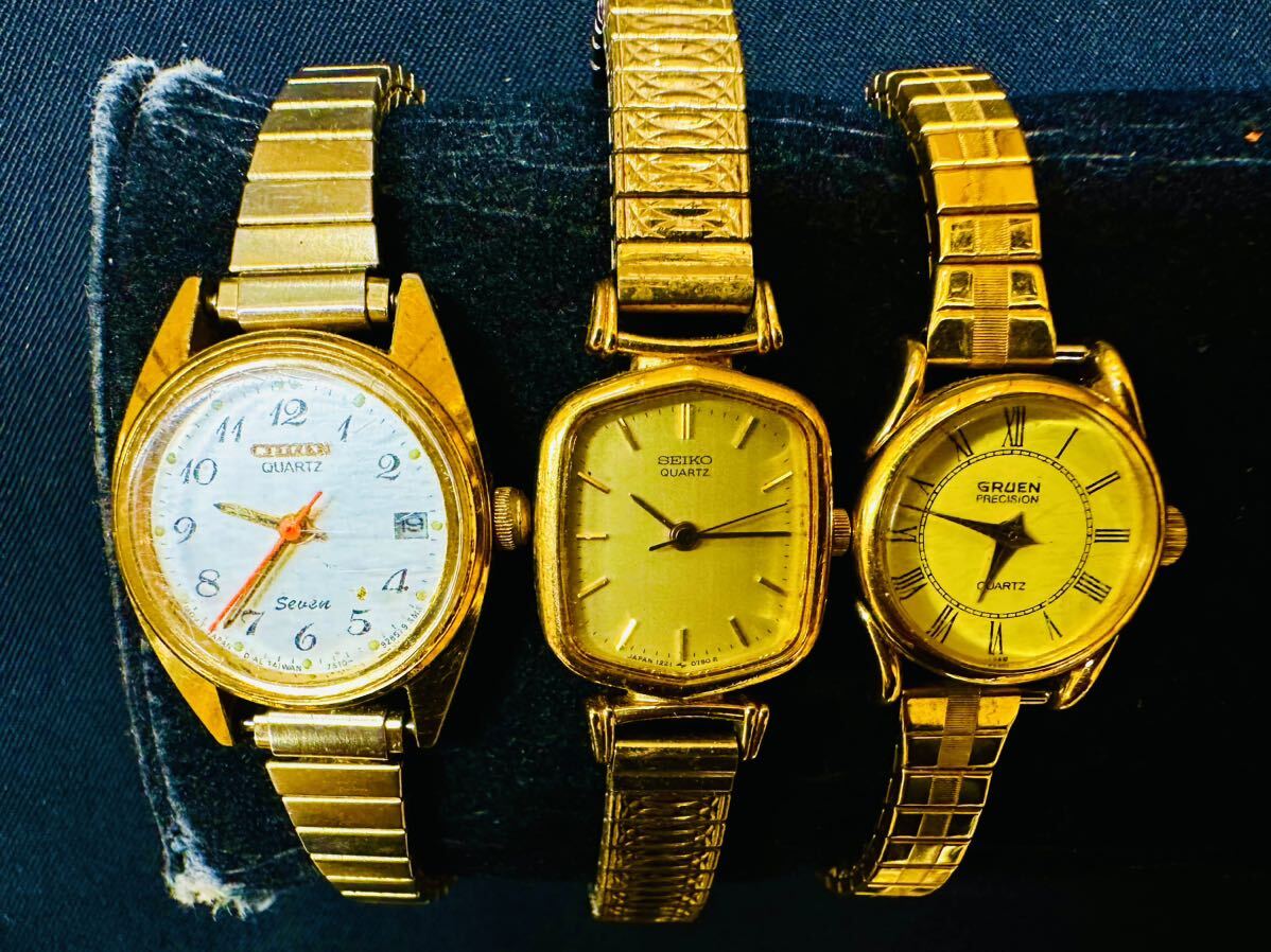 ゴールドカラーのみ 腕時計 150本 大量 BULOVA SEIKO ELGIN CITIZEN KOOKAI RICOH ELLE klaeuse GUESS WALTHAM 等まとめてセットF174の画像7