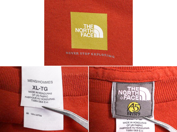 ノースフェイス 両面 プリント 長袖 Tシャツ メンズ XL / The North Face アウトドア ロンT グラフィック イラスト クルーネック オレンジ_画像4