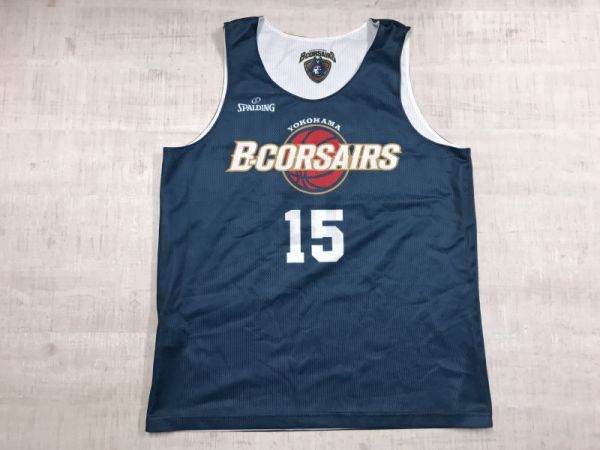 SPALDING製 バスケットボール B-CORSAIRS 横浜ビーコルセアーズ B.LEAGUE リバーシブル メッシュ タンクトップ ユニフォーム メンズ XXLの画像1