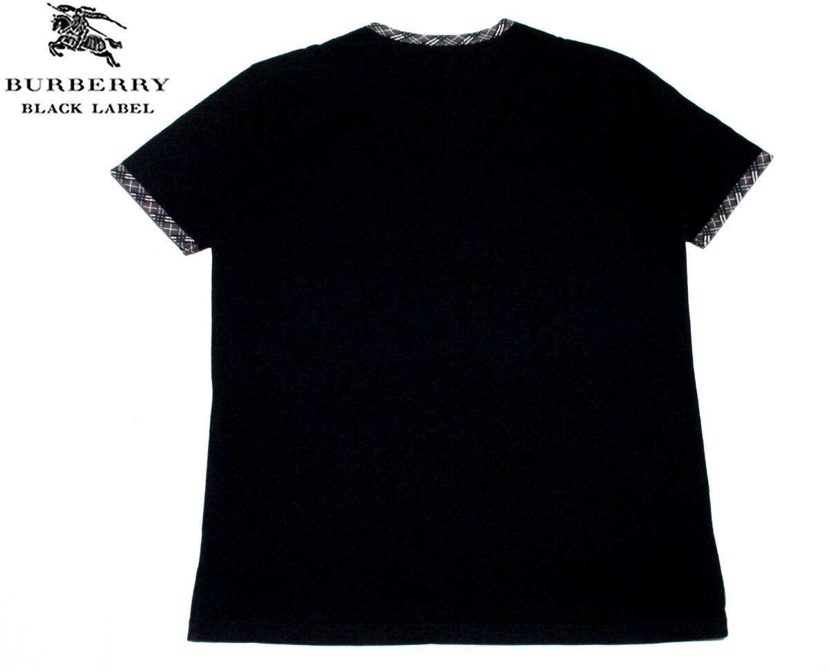 美品 バーバリーブラックレーベル ホワイトホース刺繍 首周り・袖口ノバチェック柄 Tシャツ 日本製 サイズ M(2)の画像3