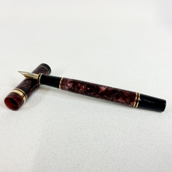 1円〜 【18K】PARKER Duofold パーカー デュオフォールド 万年筆セット ペン先刻印 18K 750 付属品 インク 木製ケース マーブル まとめ 金の画像3