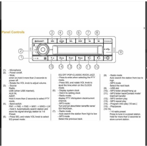 ＊新品即納・送料無料＊ Continental TR7412UB-OR コンチネンタル オーディオ デッキ 1DIN Bluetooth ISOハーネス付＊日本周波数設定済み＊_画像10