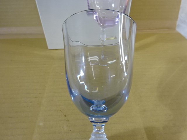 PN-60/Noritakeノリタケ クリスタル 工芸ガラス ワイングラス ブルー ピンク ペア 洋食器 アルコールグッズ 酒器 キッチン台所用品_画像5