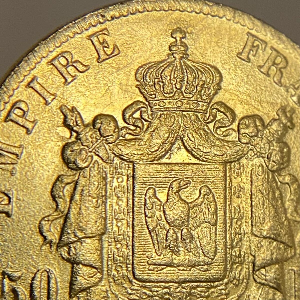 ナポレオン3世 金貨 フランス 古銭 50フラン 1859年 約11.86g イエローゴールド コレクションの画像5