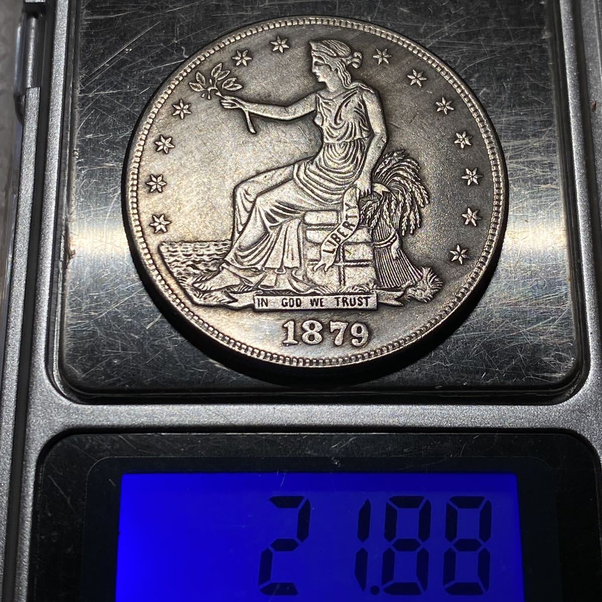アメリカ古銭 貿易ドル 約21.88g 1879s 13つ星 リバティ 一円貨幣 硬貨骨董品コインコレクションの画像8