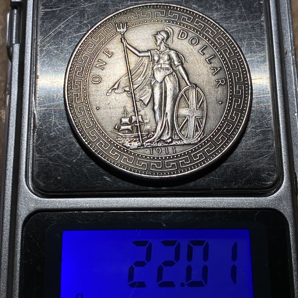イギリス領 香港 壹圓銀貨 貿易銀 1911年 約22.01g アンティーク シルバー銀貨の画像8