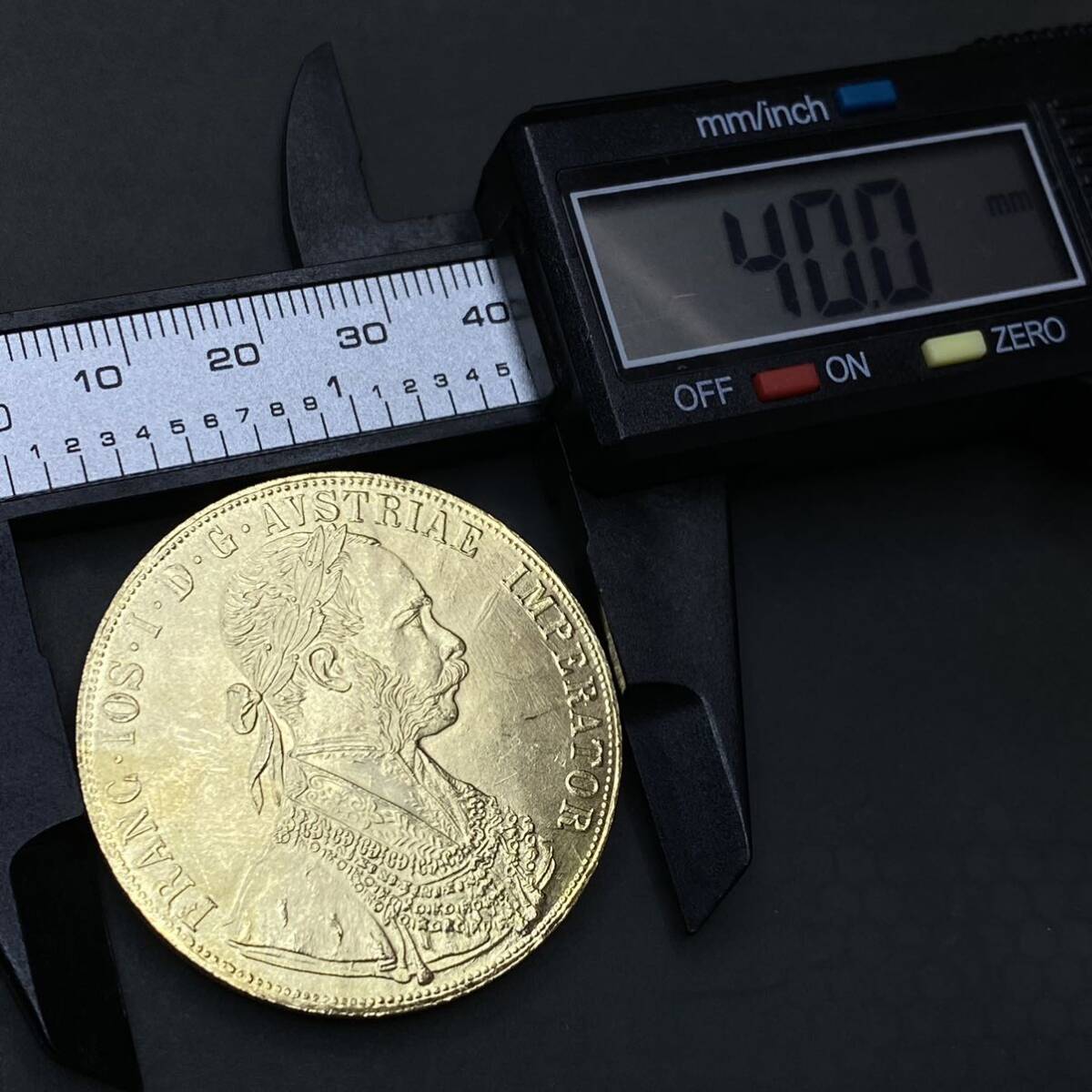 金貨 オーストリア帝国 硬貨 古銭 約15.15g フランツ・ヨーゼフ 1 世 1877年 クラウン 国章 紋章 双頭の鷲 4ダカット コイン 海外硬貨 の画像3