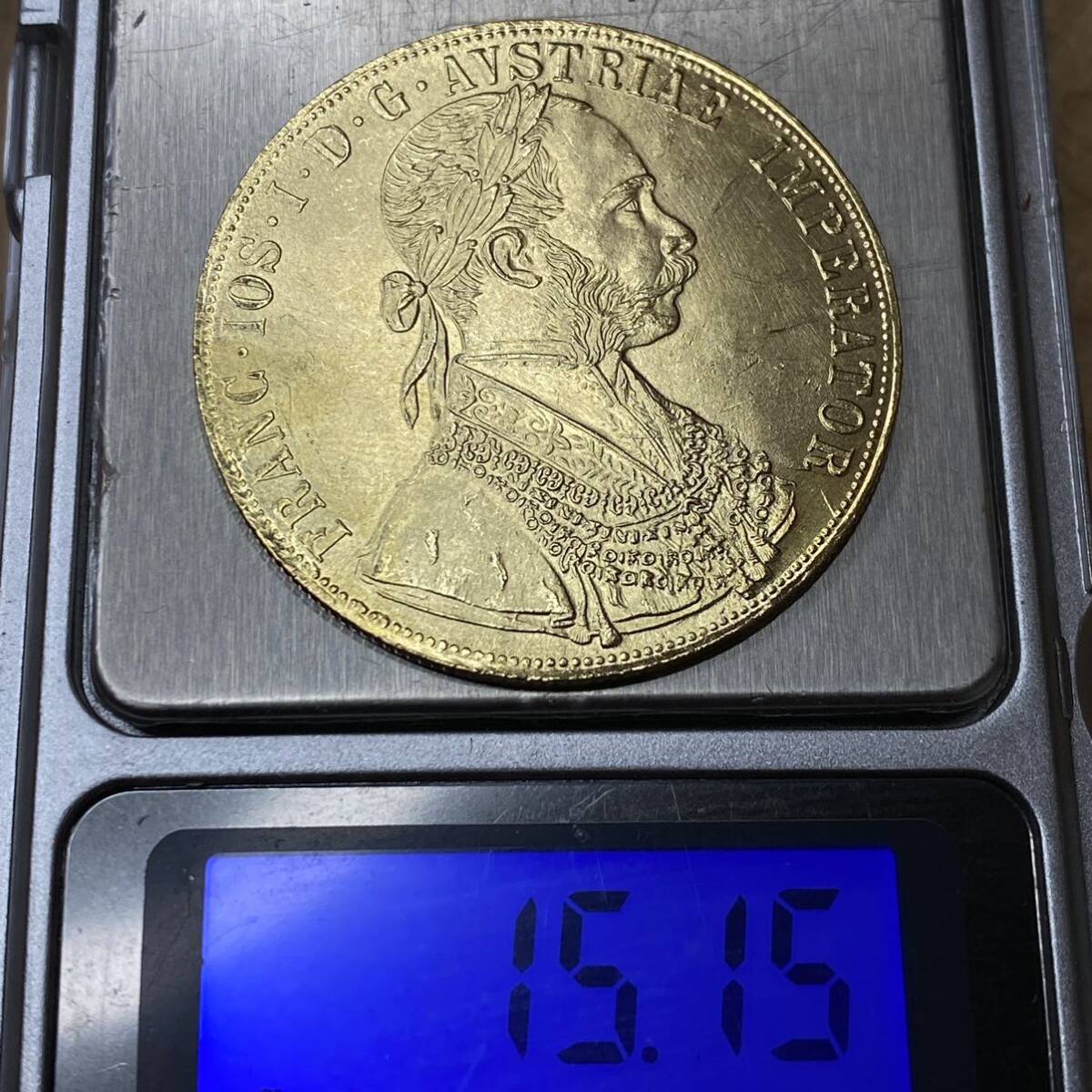 金貨 オーストリア帝国 硬貨 古銭 約15.15g フランツ・ヨーゼフ 1 世 1877年 クラウン 国章 紋章 双頭の鷲 4ダカット コイン 海外硬貨 の画像5