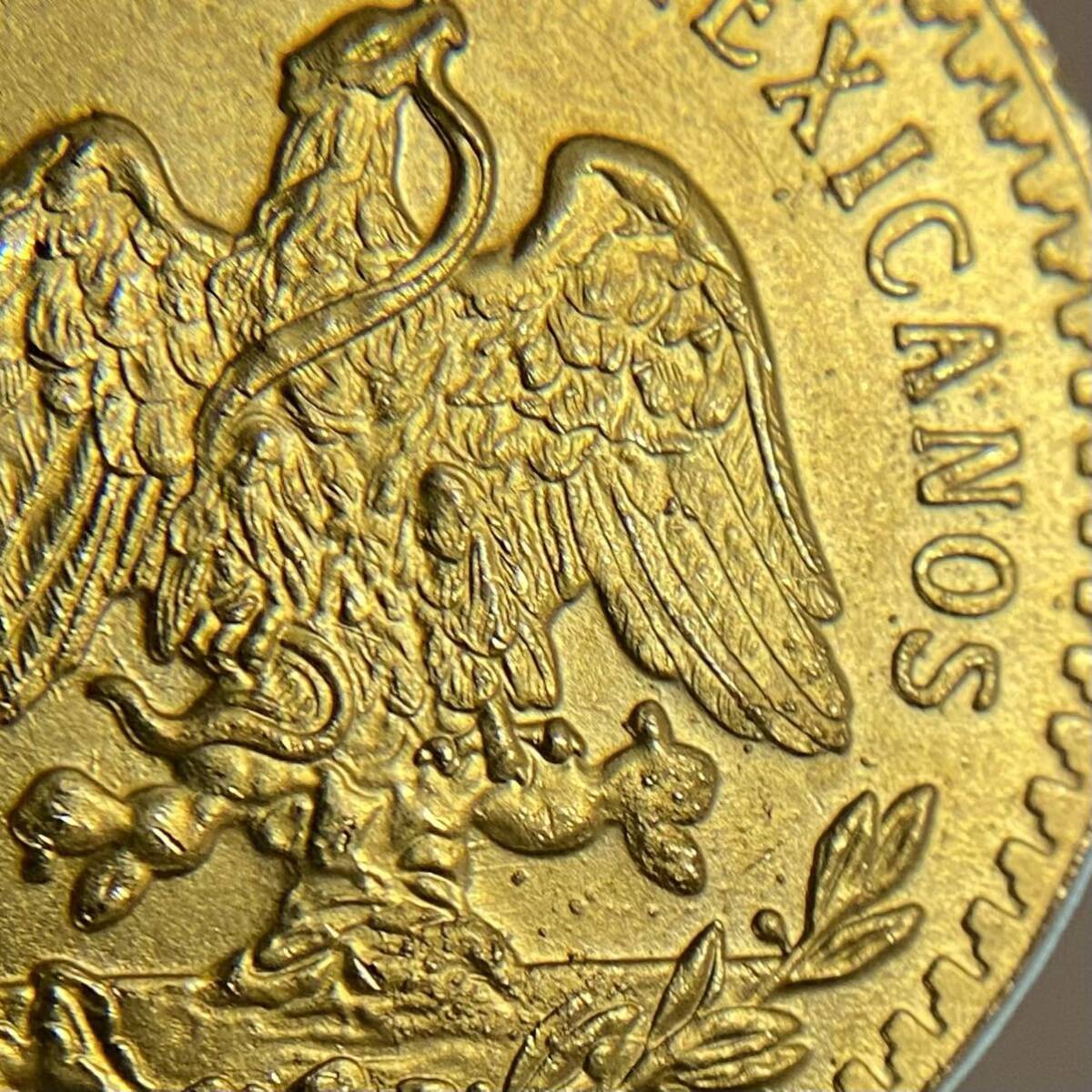 メキシコ古銭 50ペソ金貨 約20.11g大型 独立100周年 女神立像 1921年銘 古銭硬貨貨幣 レア記念 メダル コイン の画像4