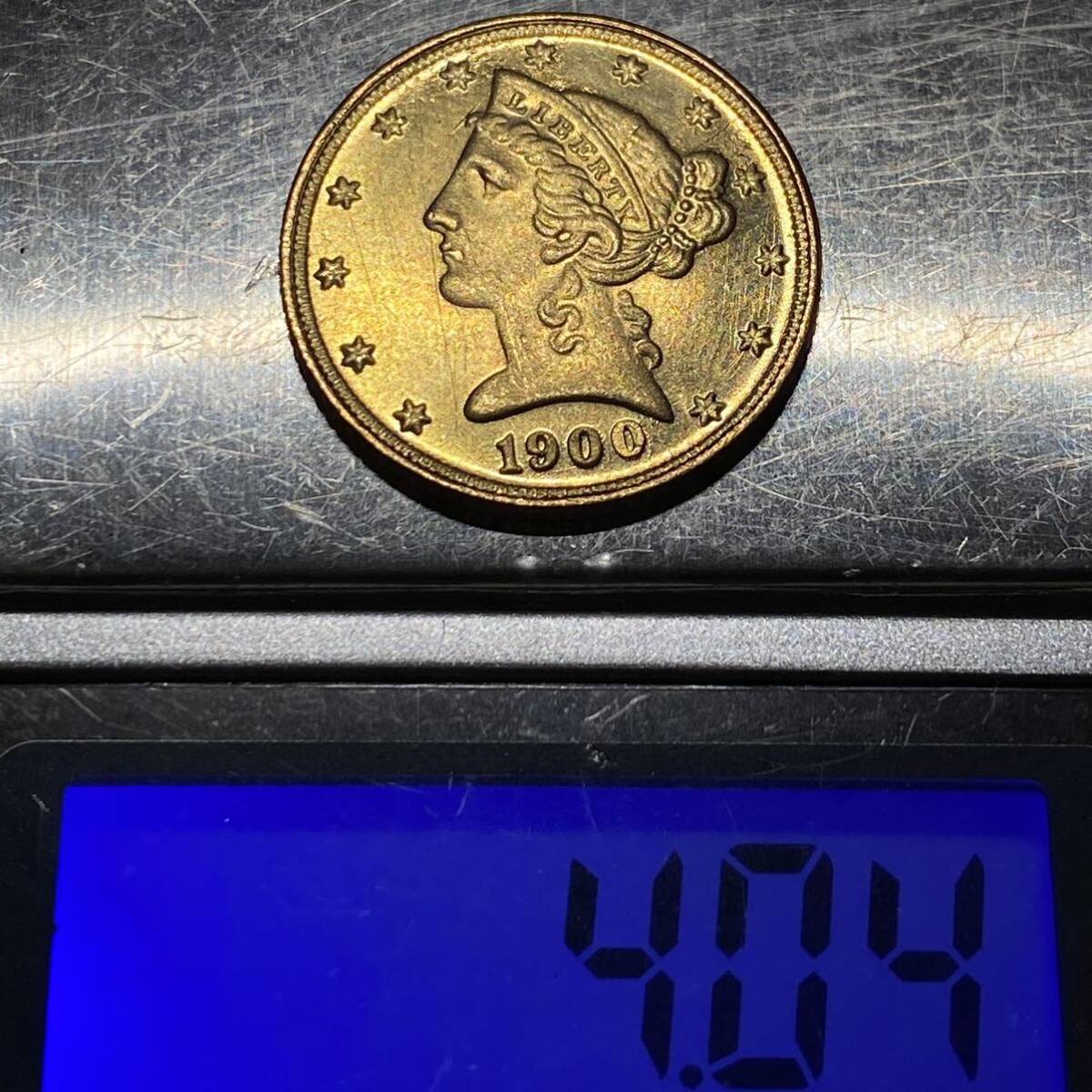 アメリカ古銭 自由の女神 13つ星  約4.04g 1900年銘 金貨銅貨 小型 一円貨幣 硬貨骨董品コインコレクションの画像7