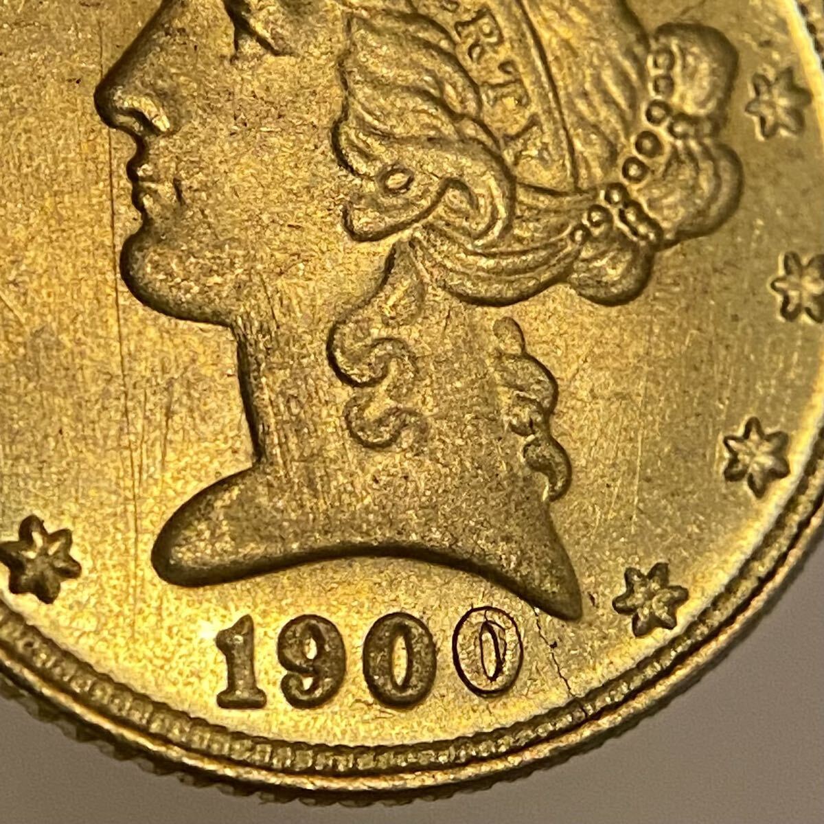 イーグル金貨 自由の女神 アメリカ古銭 約4.08g 1900年 一円貨幣 硬貨骨董品コインコレクションの画像4
