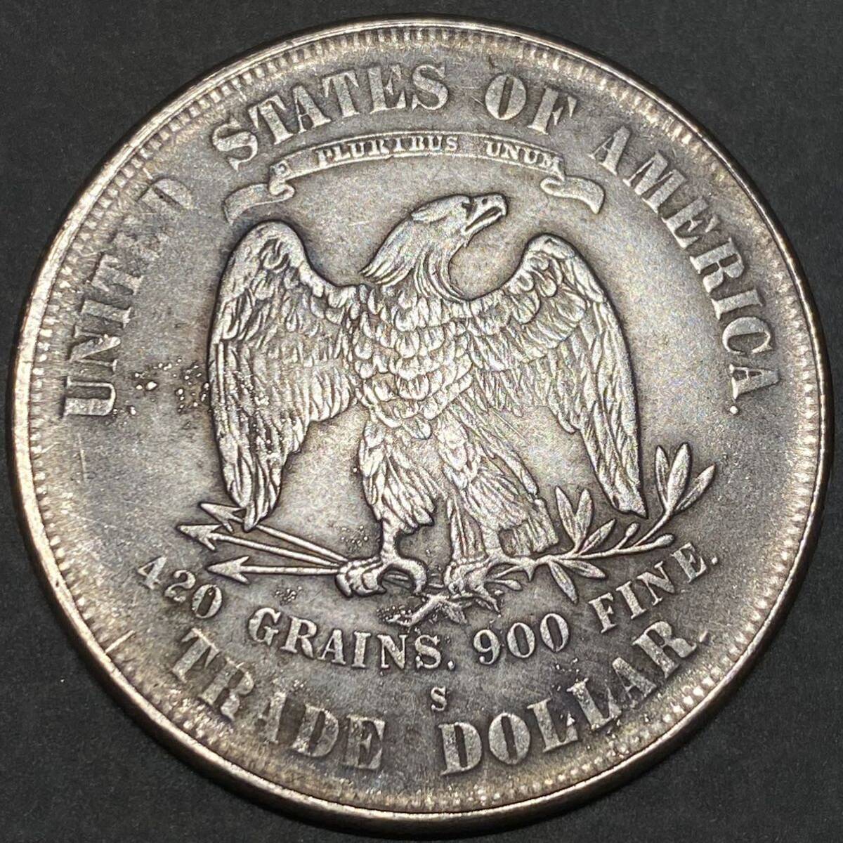 アメリカ古銭 貿易ドル 約21.88g 1879s 13つ星 リバティ 一円貨幣 硬貨骨董品コインコレクションの画像2