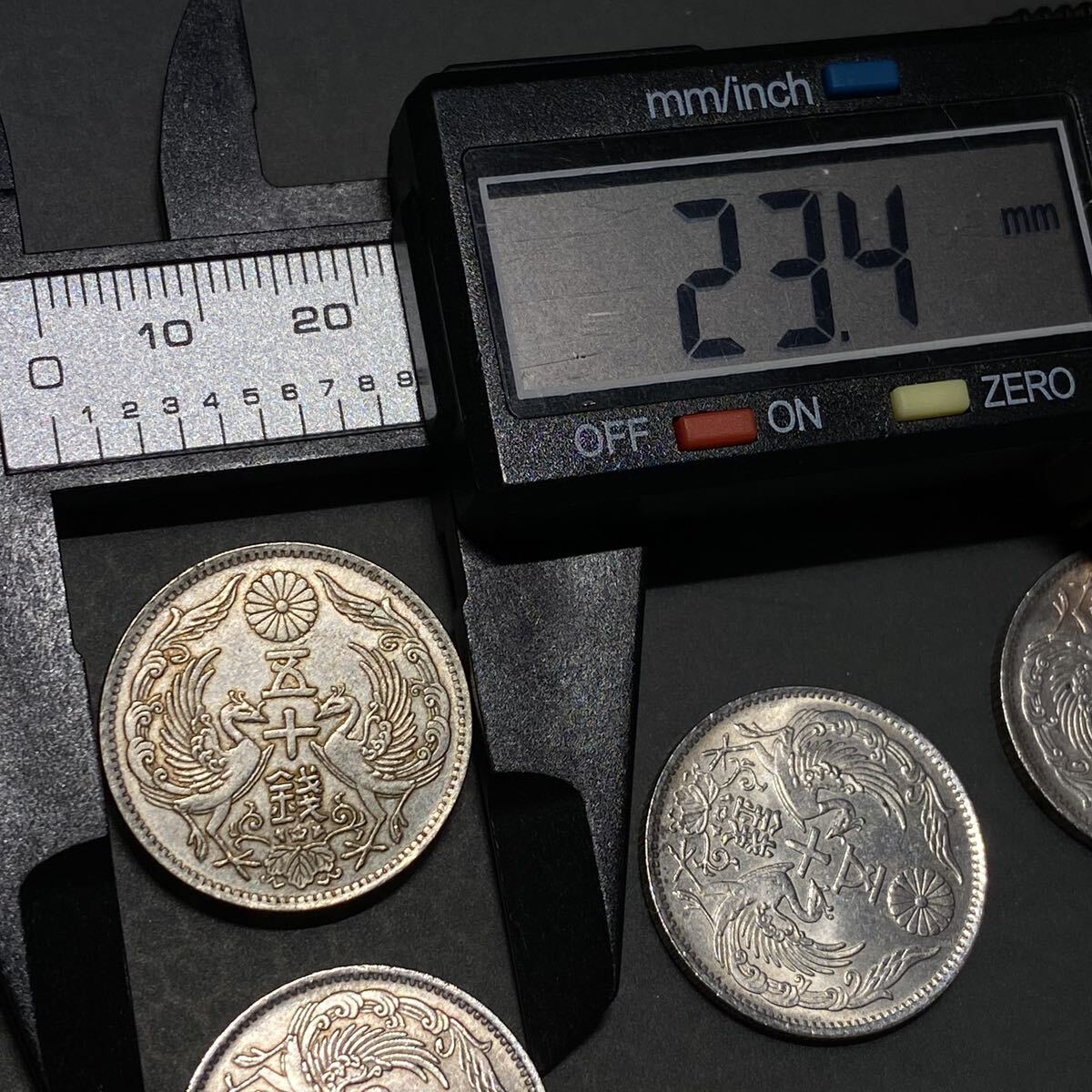 日本古銭 50銭 銀貨8枚まとめ約39.34g 一円貨幣 旭日 竜 硬貨骨董品コインコレクション の画像7