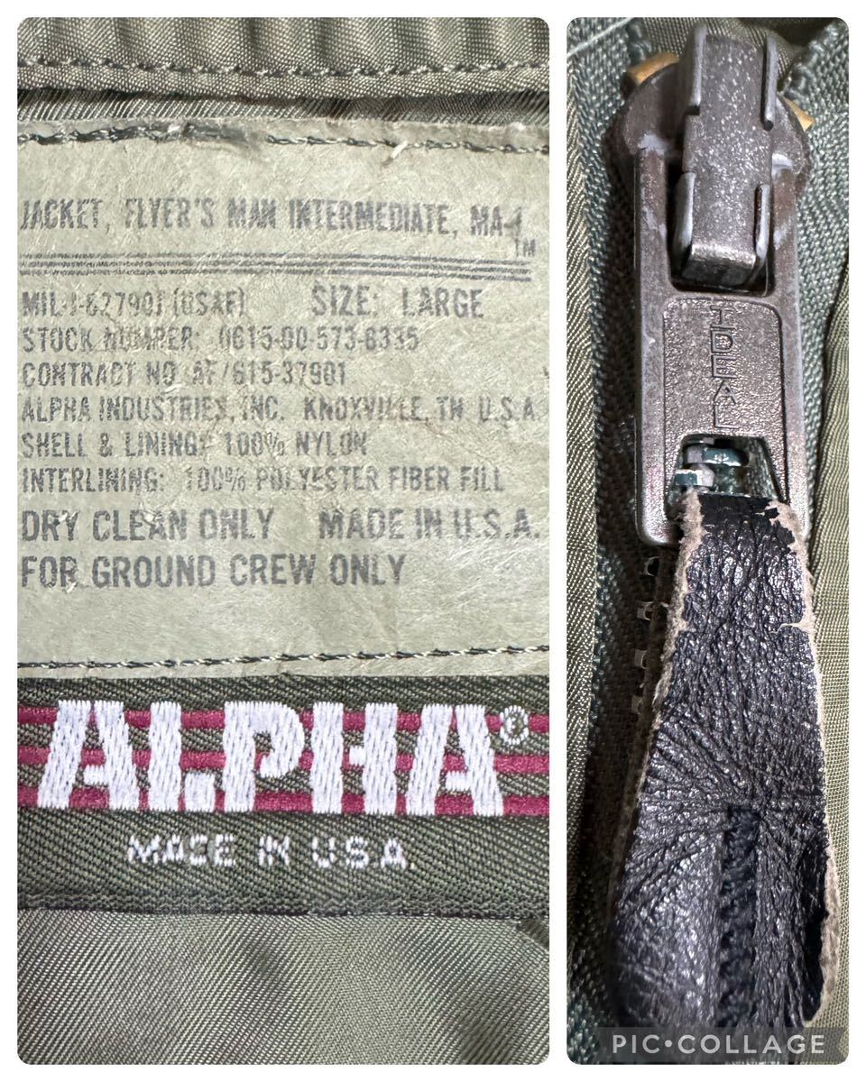 ALPHA INDUSTRIES 米国製 80s 初期 MA-1 三本タグ 民間 フライト ALPHA INDUSTRIES 米国製 80s 初期 MA-1 三本タグ 民間 フライト