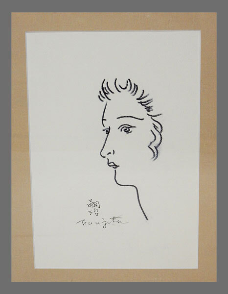 Yahoo!オークション - 【模写】 藤田嗣治 顔図デッサン画額 特別 Yahoo!オークション - 【模写】 藤田嗣治 顔図デッサン画額 特別