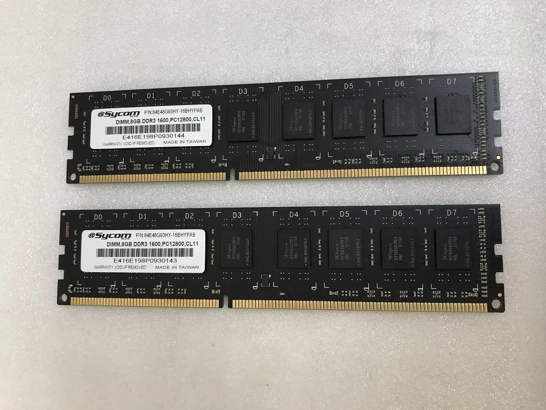 SYCOME PC3-12800U 8GB 2枚組 1セット 16GB DDR3 デスクトップ用 メモリ 240ピン ECC無し DDR3-1600 8GB 2枚で 16GB DDR3 DESKTOP RAMの画像1