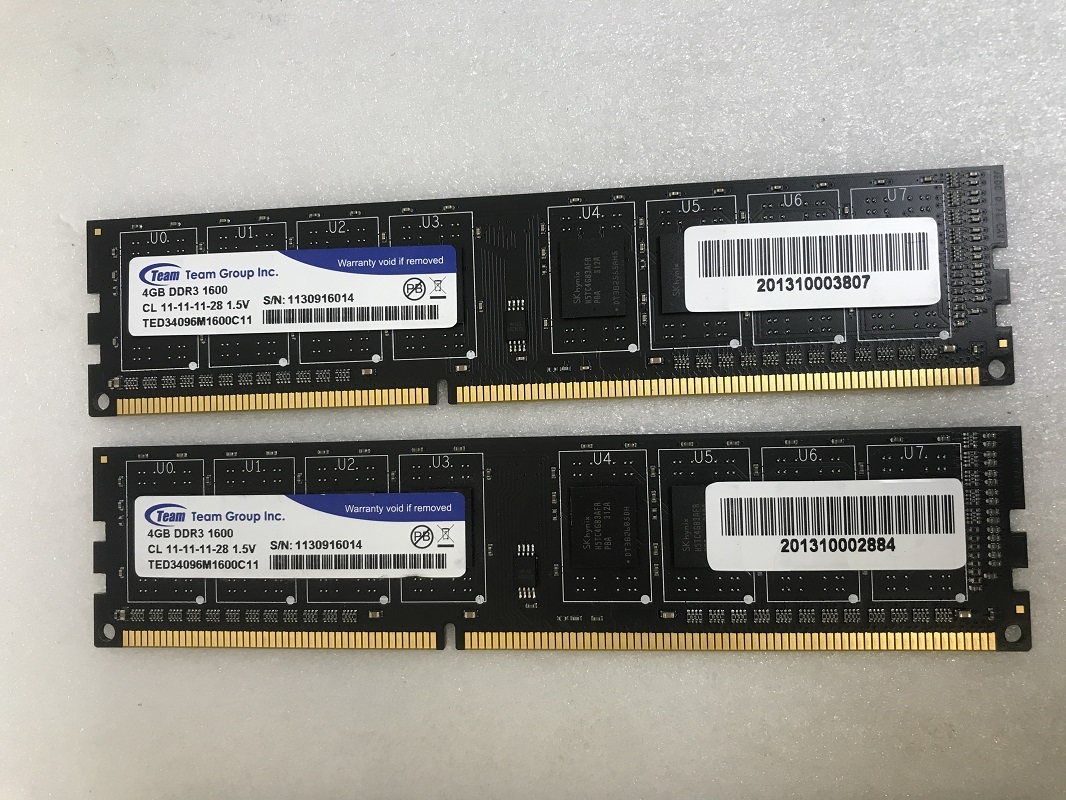 TEAM PC3-12800U 4GB 2枚 1セット 8GB DDR3 デスクトップ用 メモリ 240ピン DDR3-1600 4GB 2枚 8GB DDR3 DESKTOP RAMの画像1
