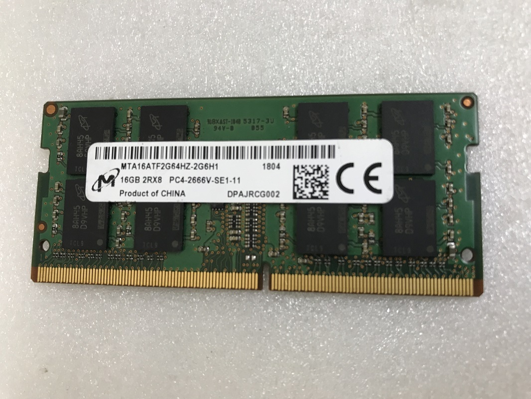 MICRON 2RXT PC4-2666V-SE1-11 16GB DDR4 2666V 16GB ノートパソコン用メモリ 260ピン ECC無し PC4-21300 16GB DDR4 LAPTOP RAMの画像2