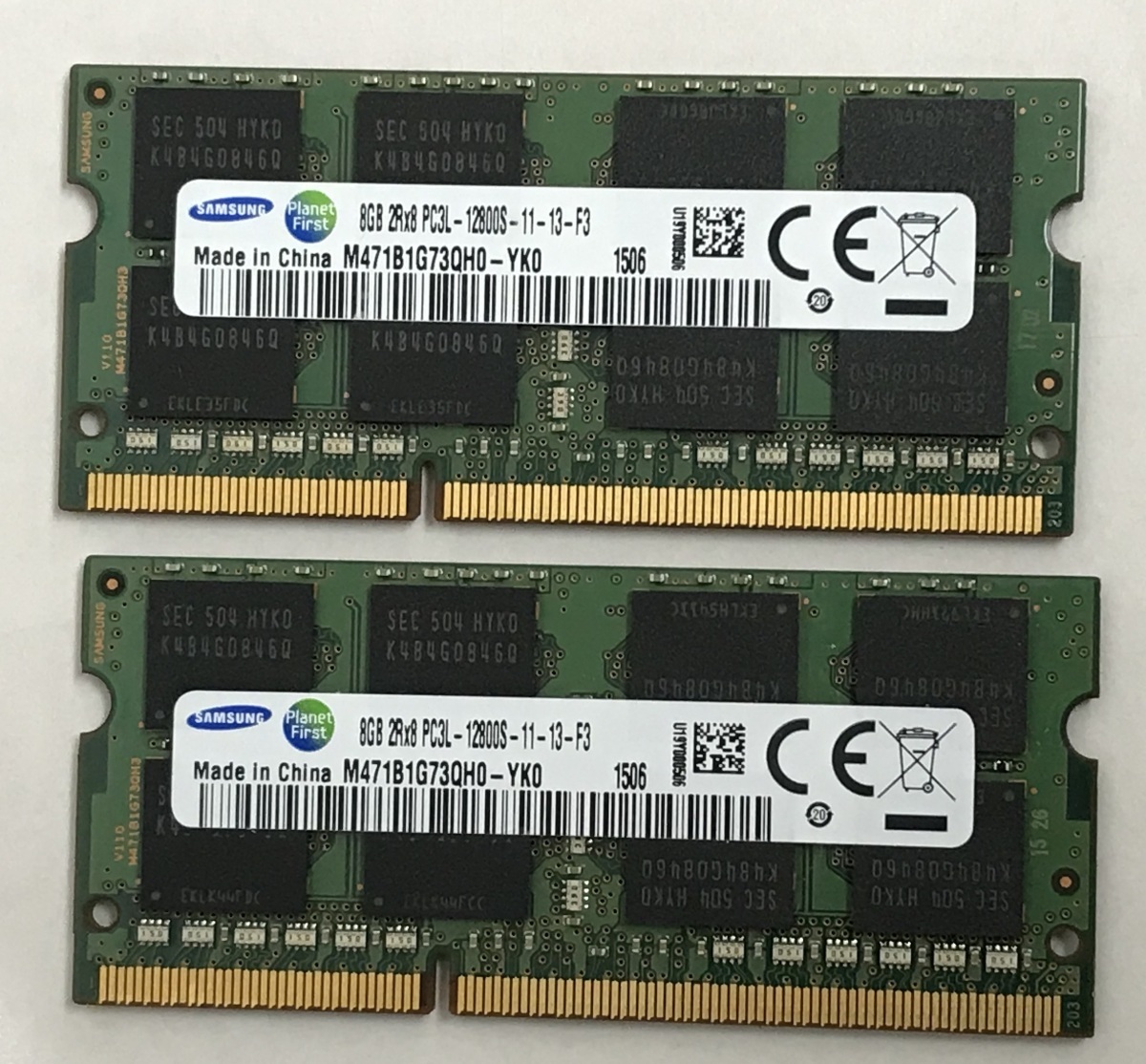 SAMSUNG 2Rx8 PC3L-12800S 16GB 8GB 2枚 16GB DDR3L ノートPC用 メモリ 204ピン DDR3L-1600 8GB 2枚 16GB LAPTOP RAM ノート用 中古_画像1