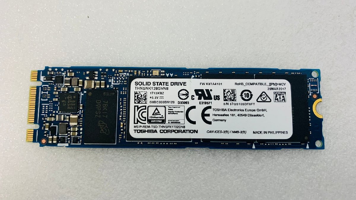 M.2 SSD128GB TOSHIBA THNSNK128GVN8 M.2 SATA SSD128GB MGF 2280 中古 動作確認済みの画像2